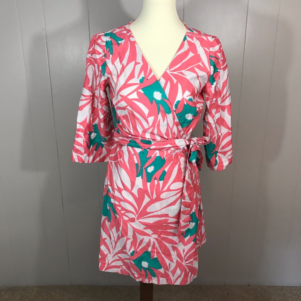 Tropical floral wrap dress